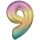 Folienballon Zahl 9 86cm regenbogen-pastell