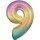 Folienballon Zahl 9 86cm regenbogen-pastell