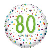 Folienballon Happy Birthday 80 Konfetti rund