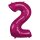 Folienballon Zahl 2 50 x 88 cm pink