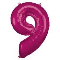 Folienballon Zahl 9 pink 63 x 86 cm