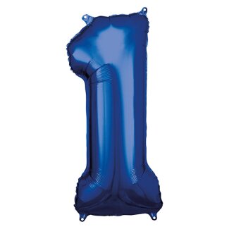 Folienballon Zahl 1 33x86cm blau