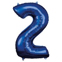 Folienballon Zahl 2 50x88cm blau