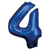 Folienballon Zahl 4 blau 66 x 88 cm