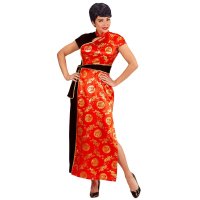 Kostüm Chinesin Gr. L langes Kleid, rot,