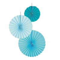 Deko-Fans Aqua Glamour 3 Stück