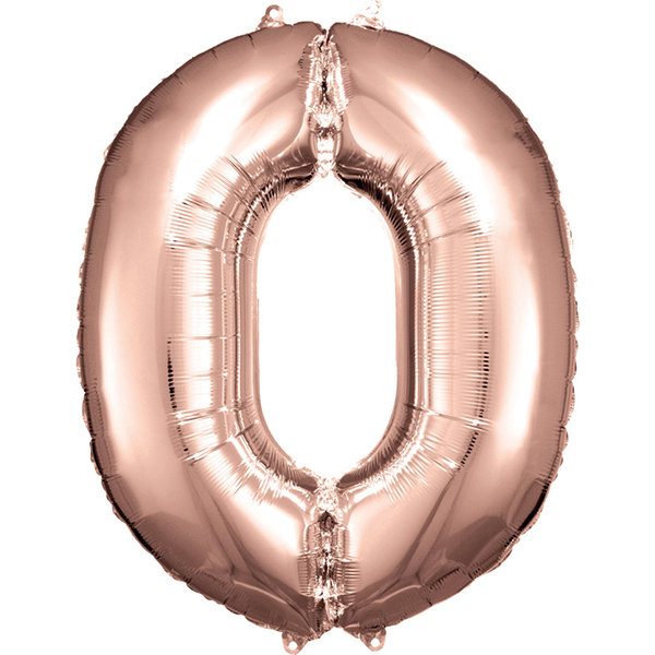 Folienballon Zahl 0 66x88cm rosé