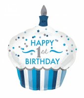 Folienballon Happy 1st Birthday Junge blau