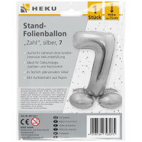 Stand-Folienballon Zahl 7 silber