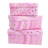 Idena Geschenkboxen-Set Dots pink 3er FSC-Mix