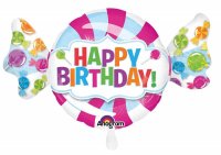 Folienballon SuperShape Happy Birthday Bonbon