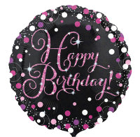 Folienballon Sparkling Happy Birthday pink