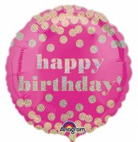 Folienballon Happy Birthday Punkte