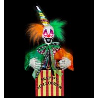 Dekofigur Clown in Kiste 37cm LED Augen springt...
