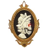 Totenkopf Lady Gemälde roten blinkenden Augen &