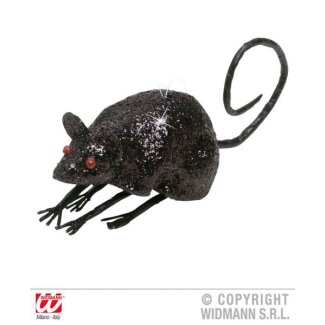 Schwarze Maus Glitzer 8,5cm