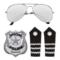 Polizisten Set, Sonnebrille, Marke & Epaulette