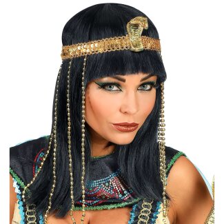Perücke ägypt. Königin mit Perlenstirnband