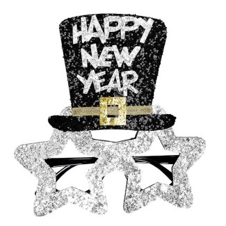 Brille Happy New Year Silber