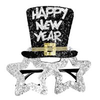 Brille Happy New Year Silber