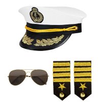 Kapitän-Set 3-teilig Mütze, Brille &...