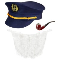 Accessoires Kapitän Mütze, Bart & Pfeife