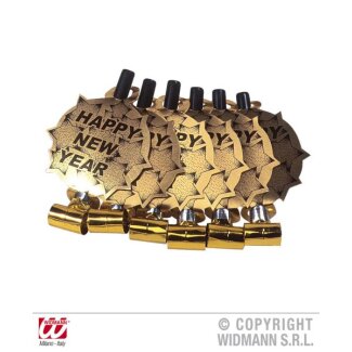 Luftrüssel Happy New Year Gold, 6er Set