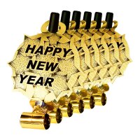 Luftrüssel Happy New Year Gold, 6er Set