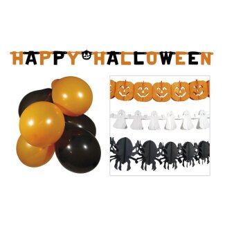 Halloween Party Deko Set 3 Girlande & 10 Ballons