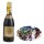 Konfetti-Kanone Champagnerflasche bunt