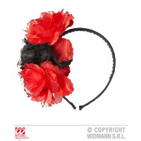 Haarreif Rosen schwarz/rot mit Glitzer