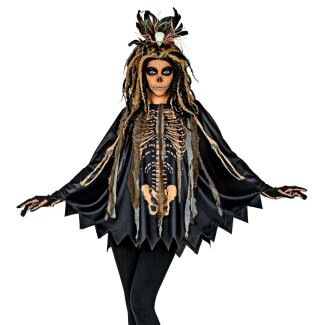 Poncho Voodoo Priesterin mit Kapuze Einheitsgröße