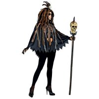 Poncho Voodoo Priesterin mit Kapuze Einheitsgröße