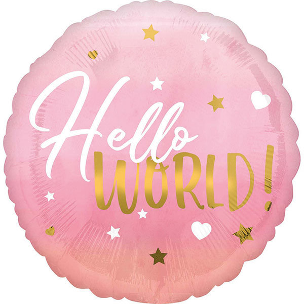 Folienballon Hello World! D43cm pink