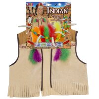 Kinderkostümset Indianer Weste Kopfschmuck Zubehör