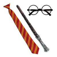 Kostümset Zauberlehrling Brille, Krawatte, Stab