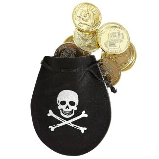 Piraten-Geldsack mit 12 Goldmünzen