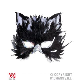 Katze Federmaske schwarz