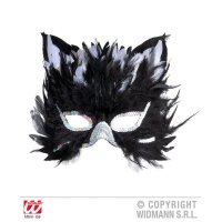 Katze Federmaske schwarz
