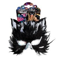 Katze Federmaske schwarz