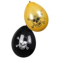 Luftballons Piraten 25,4cm gold schwarz 6er