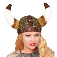 Wikingerhelm mit Fell in Lederoptik