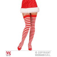 Kniestrümpfe Weiß/Rot gestreift 70 Den Gr. XL