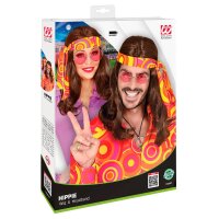 Perücke Disco Fever braun 70er Jahre mit Stirnband
