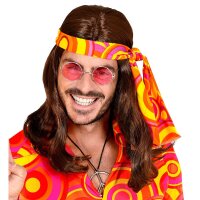 Perücke Disco Fever braun 70er Jahre mit Stirnband