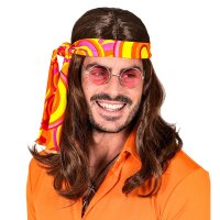 Perücke Disco Fever braun 70er Jahre mit Stirnband