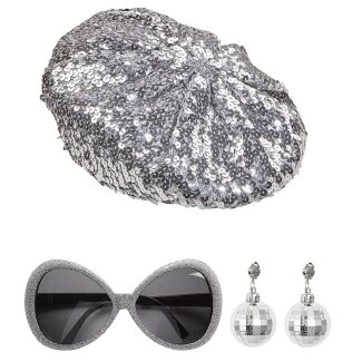 Accessoires Disco Babe Brille Mütze Ohrringe