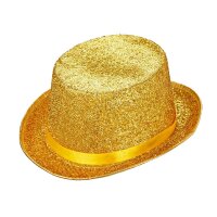 Zylinderhut gold aus Lurex