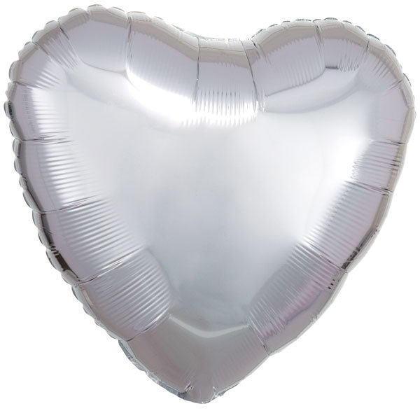 Folienballon Herz 43cm silber-metallic