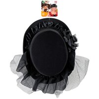 Zylinder aus Filz schwarz mit Tüll